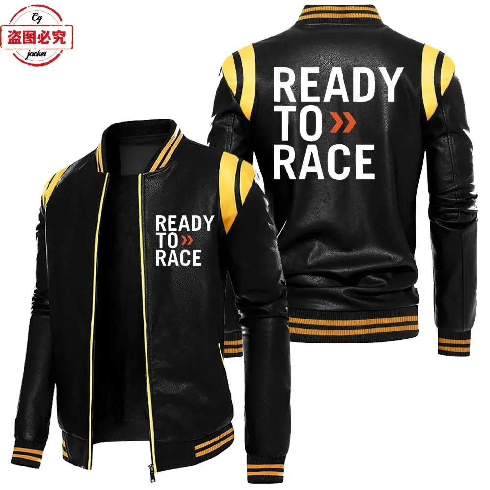 Leather Work Jacket With Hood - Ready To Race Logo Printed Off-road