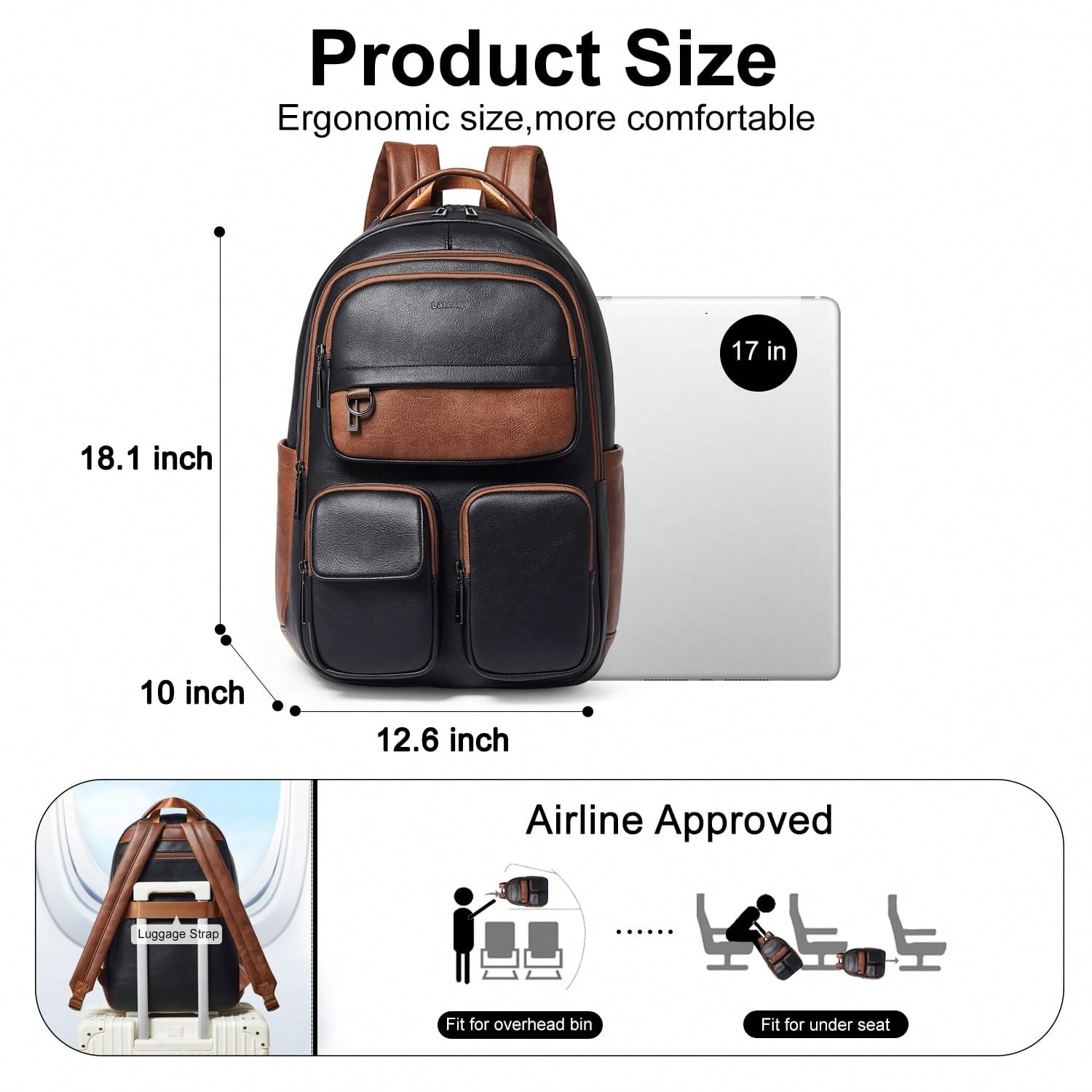 LATMAP Vegan Leather Backpack  - Leather Work Womens Backpack 评论和价格