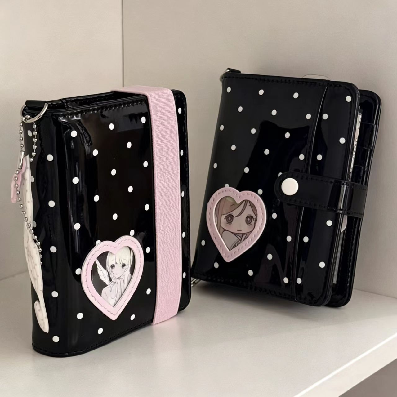 Korean Style Polka Dot Heart M - Leather Work Notepad 评论和价格