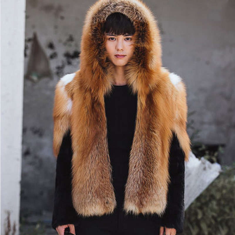 2026 Men Faux Fur Fox Coats Sh - Leather Work Jacket With Hood 评论和价格