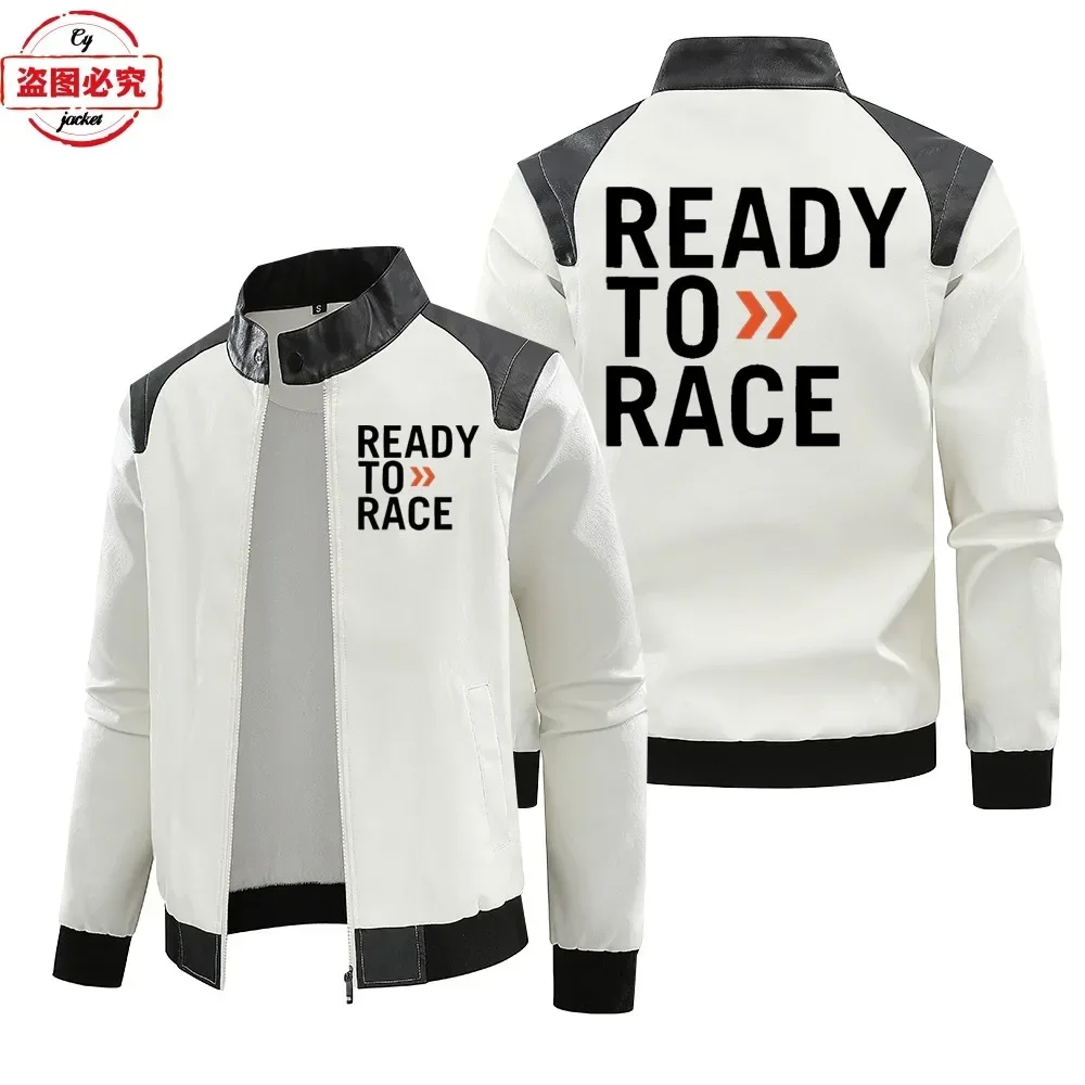 Ready to Race logo printed off - Leather Work Jacket With Hood 评论和价格
