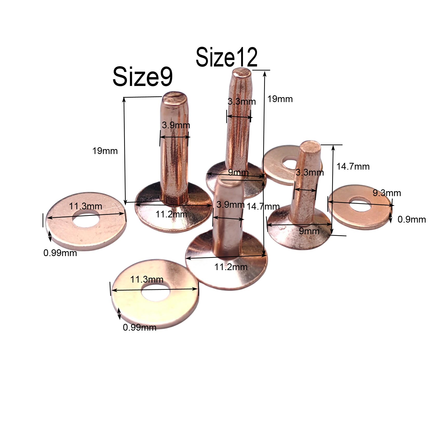 Copper Rivets and Burrs  #9 an - Leatherwork Punch 评论和价格