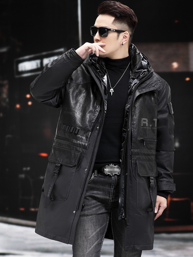 Winter Genuine Leather Coat Me - Leather Work Jacket With Hood 评论和价格