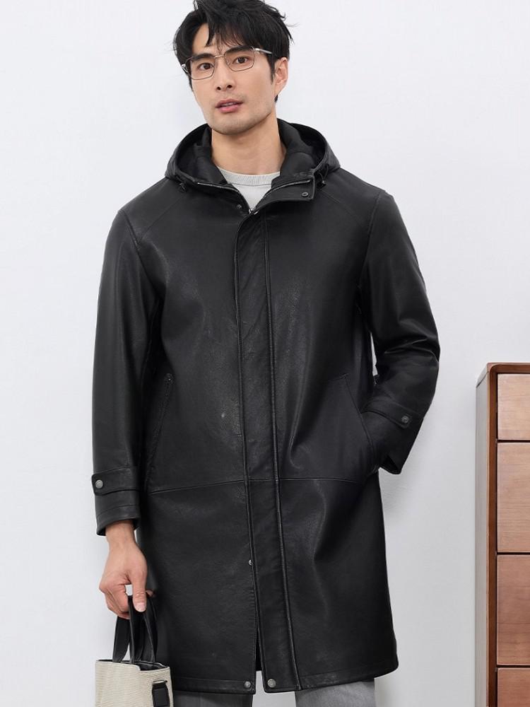 Fashion Mens Autum New Hooded  - Leather Work Jacket With Hood 评论和价格