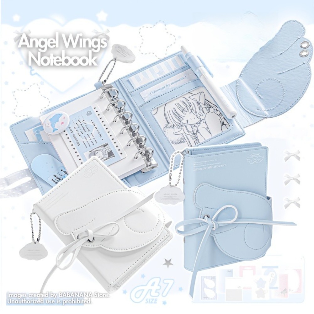 Kawaii Angel Wings Notebook A7 - Leather Work Notepad 评论和价格