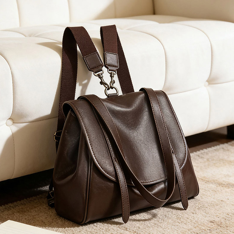 Female Vintage Soft Split Leat - Leather Work Womens Backpack 评论和价格